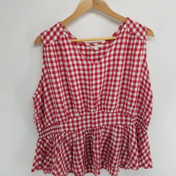 C est.1946 red and white check plaid sleeveless top size 22/24W - Picture 1 of 4